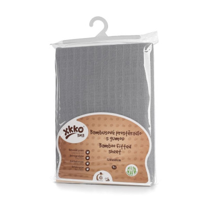 Bambusové posteľné prestieradlo XKKO BMB 120x60 - Baby Grey