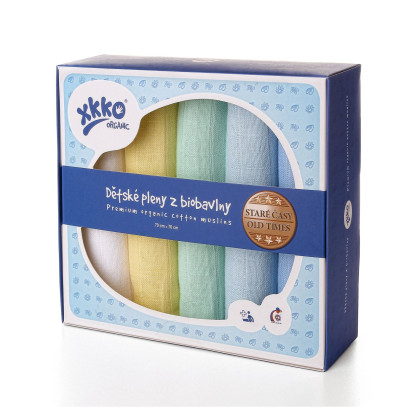 Plienky z biobavlny XKKO Organic 70x70 Staré časy - Pastels for Boys