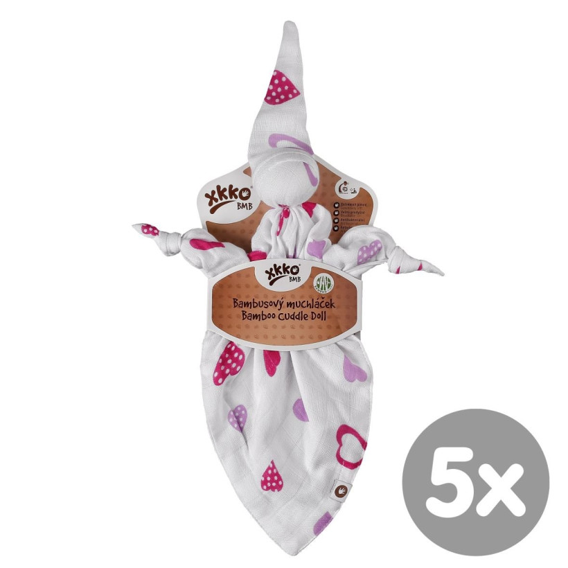 Bambusový maznáčik XKKO BMB - Lilac Hearts 5x1ks VO bal.