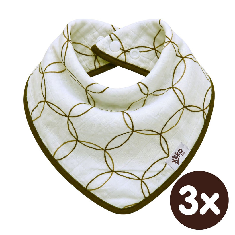 Bambusová šatka XKKO BMB - Natural Brown Circles 3x1ks VO bal.