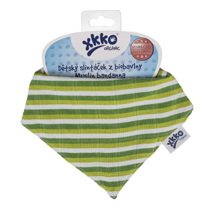 Šatka XKKO Organic Staré časy - Green Stripes