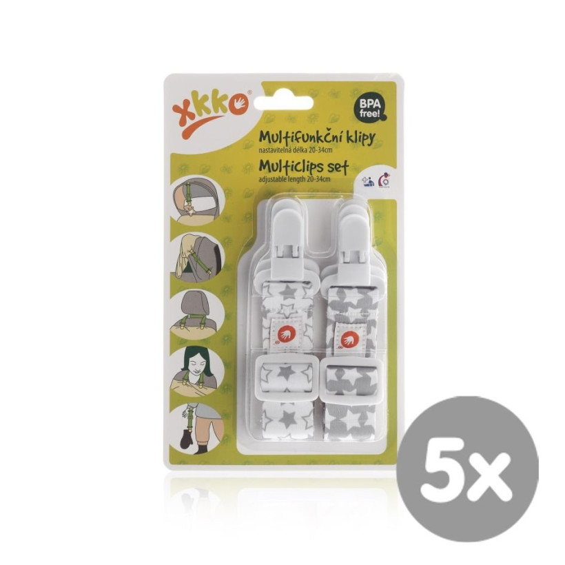 XKKO Multifunkčné klipy - Little Stars Silver MIX 5x2ks (VO balenie)