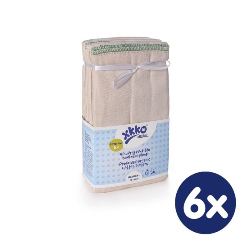 Viacvrstvé plienky XKKO Organic (4/8/4) - Premium Natural 6x6ks (VO bal.)