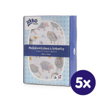 Biobavlnená plienka XKKO Organic 120x120 - Dreamy Sheeps 5x1ks (VO balenie)