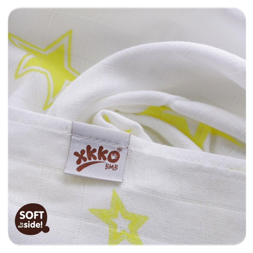 Bambusové plienky XKKO BMB 70x70 - Lemon Stars MIX 3ks