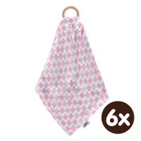 Hryzátko XKKO BMB s plienkou - Baby Pink Cross 6x1ks (VO balenie)