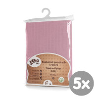 Bambusové posteľné prestieradlo XKKO BMB 120x60 - Baby Pink 5x1ks (VO bal.)