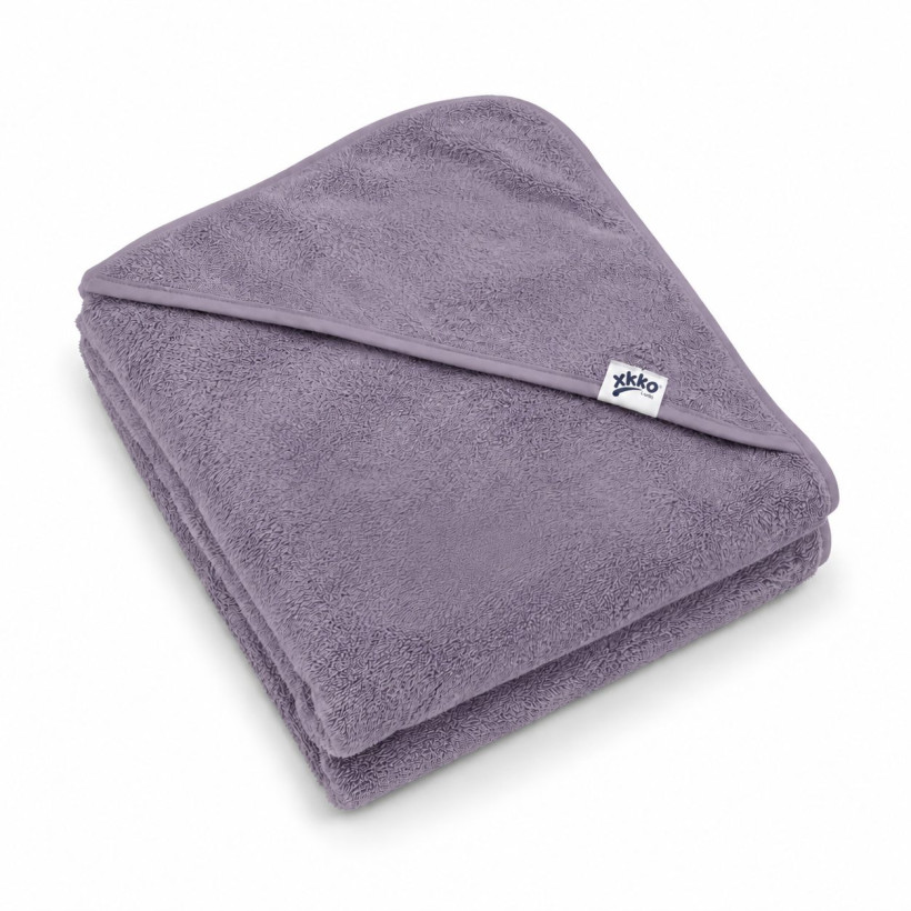 BIO Bavlnená froté osuška s kapucňou XKKO Organic 90x90 - Lavender Aura