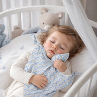 Bambusový maznáčik XKKO BMB - Baby Blue Chevron
