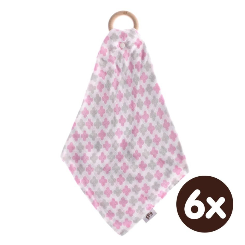 Hryzátko XKKO BMB s plienkou - Baby Pink Cross 6x1ks (VO balenie)