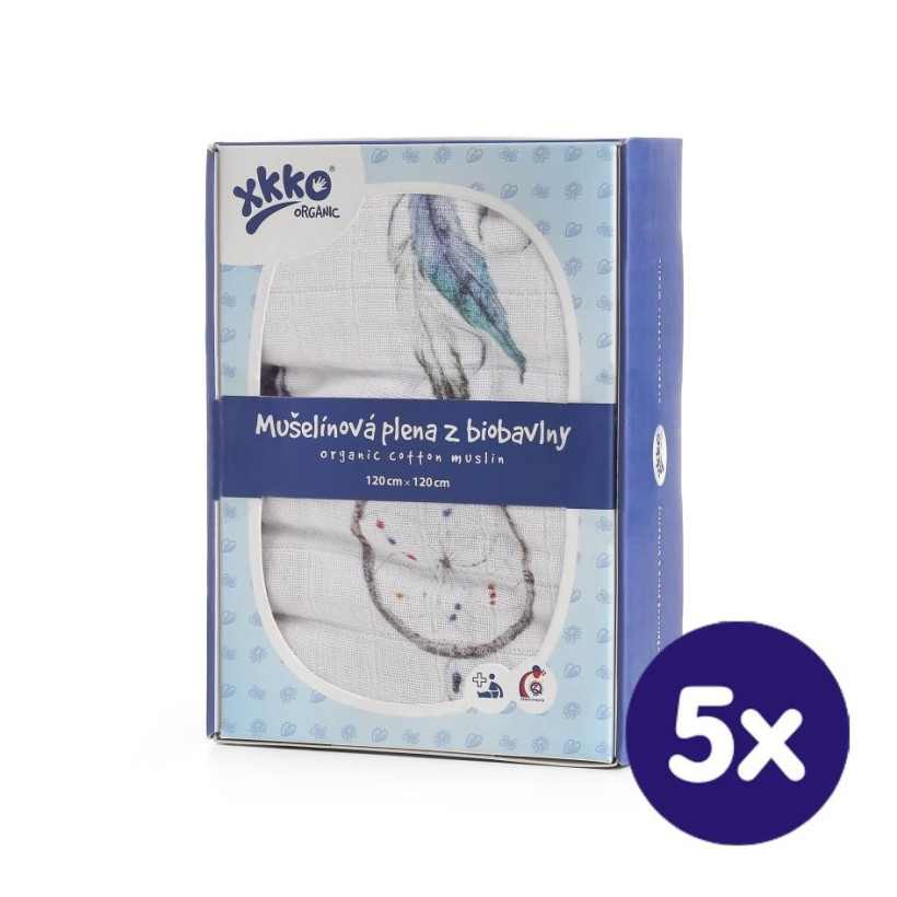 Biobavlnená plienka XKKO Organic 120x120 - Dream Catcher 5x1ks (VO balenie)