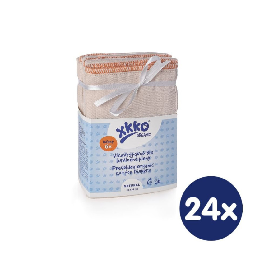 Viacvrstvé plienky XKKO Organic (4/8/4) - Infant Natural 24x6ks (VO bal.)