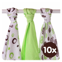Bambusové plienky XKKO BMB 70x70 - Spirals&Bubbles Lime MIX 10x3ks VO bal.