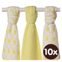 Bambusové plienky XKKO BMB 70x70 - Little Stars Lemon MIX 10x3ks VO bal.