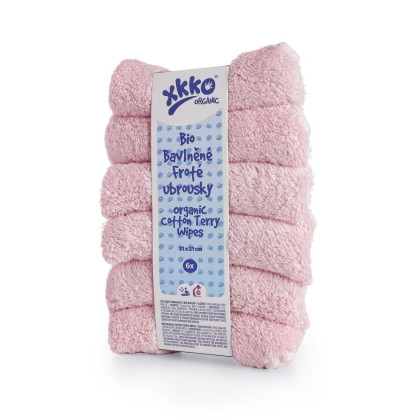 BIO bavlnené obrúsky XKKO Organic 21x21 - Baby Pink