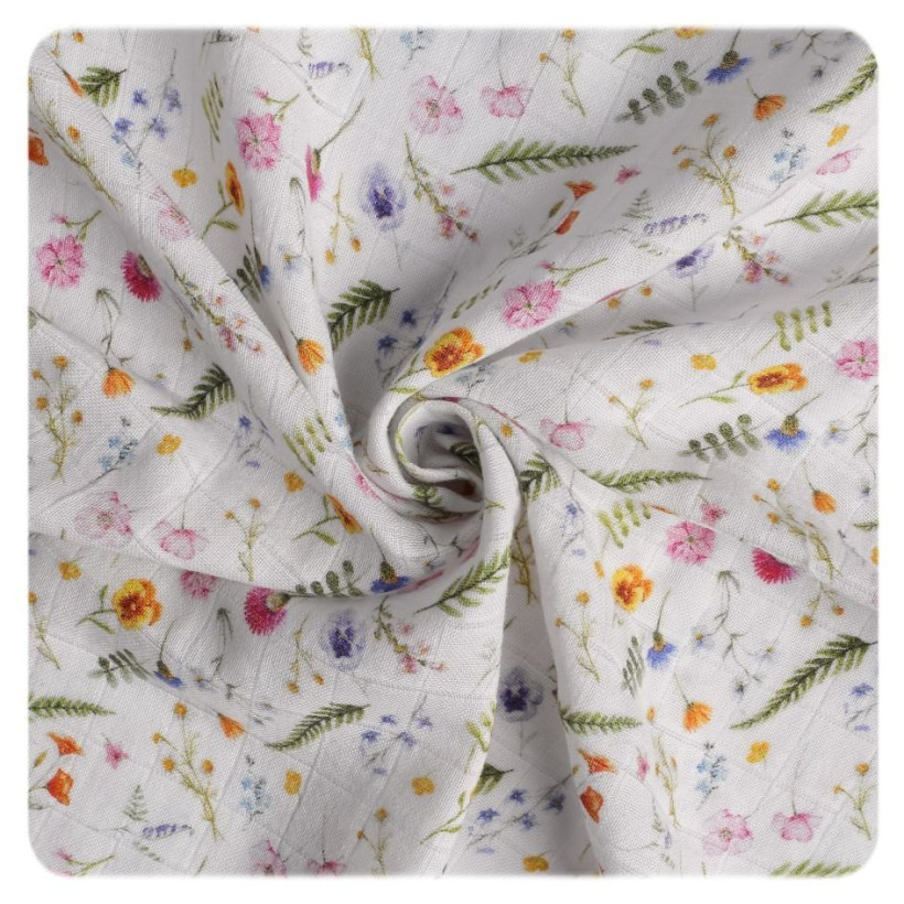 Biobavlnená plienka XKKO Organic 120x120 - Summer Meadow 5x1ks (VO balenie)