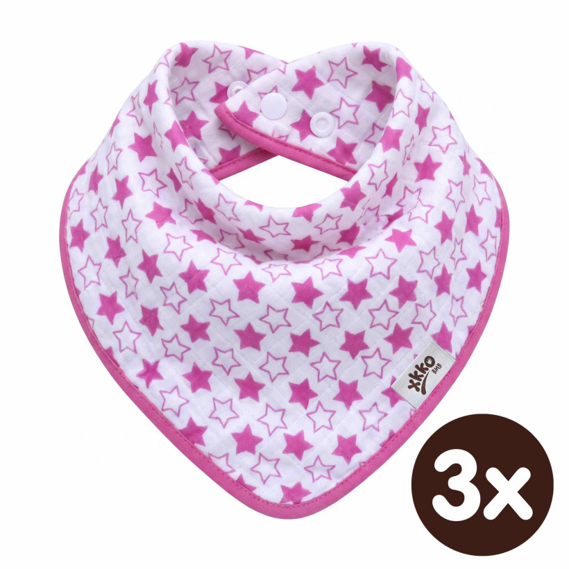 Bambusová šatka XKKO BMB - Little Stars Magenta 3x1ks VO bal.