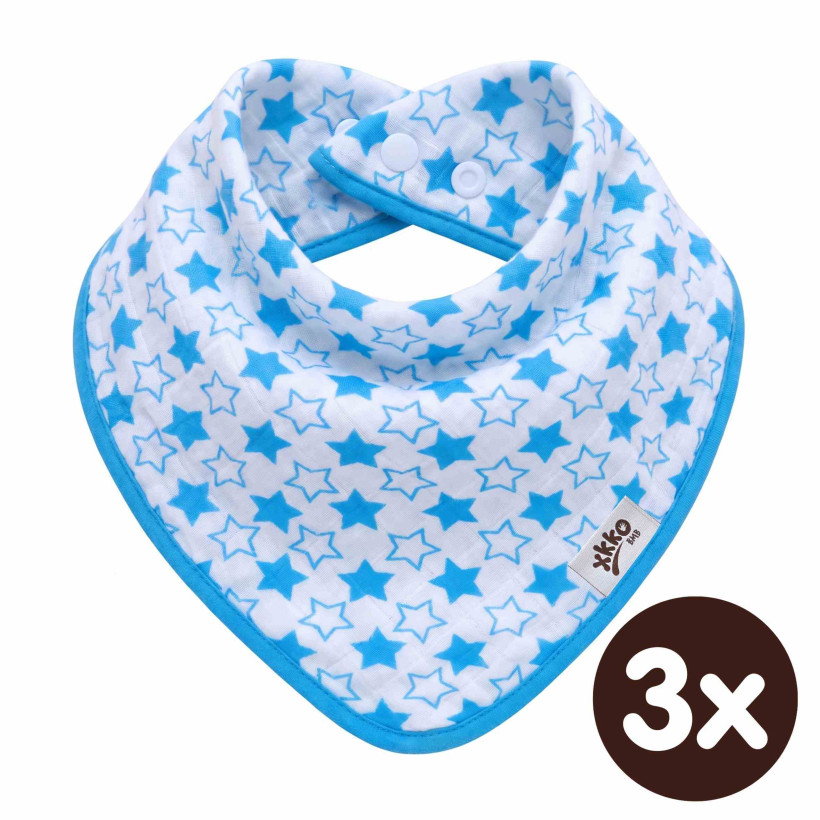 Bambusová šatka XKKO BMB - Little Stars Cyan 3x1ks VO bal.