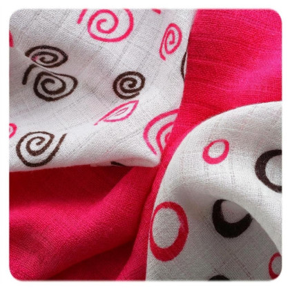 Bambusové obrúsky XKKO BMB 30x30 - Spirals&Bubbles Magenta MIX