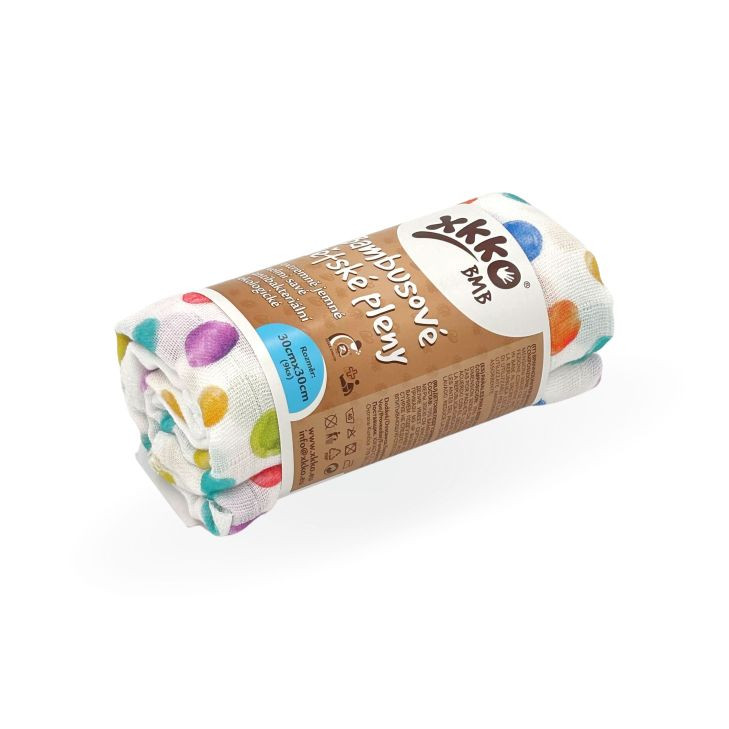 Bambusové obrúsky XKKO BMB 30x30 Digi - Watercolour Polka Dots MIX