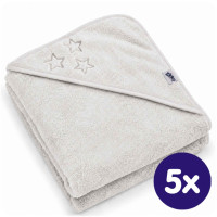BIO Bavlnená froté osuška s kapucňou XKKO Organic 90x90 - White Stars 5x1ks (VO bal.)