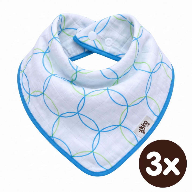 Bambusová šatka XKKO BMB - Cyan Circles 3x1ks VO bal.