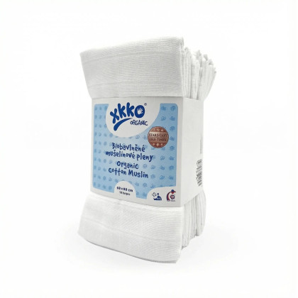Plienky z biobavlny XKKO Organic 60x60 - Staré časy Biele