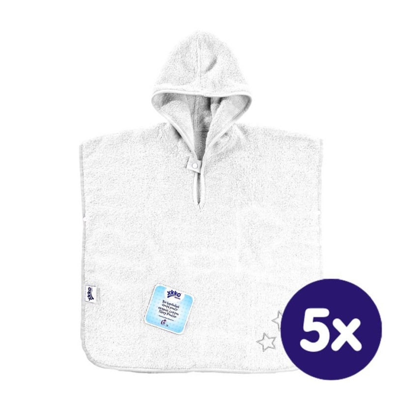 BIO Bavlnené pončo XKKO Organic - White Stars 5x1ks (VO bal.)