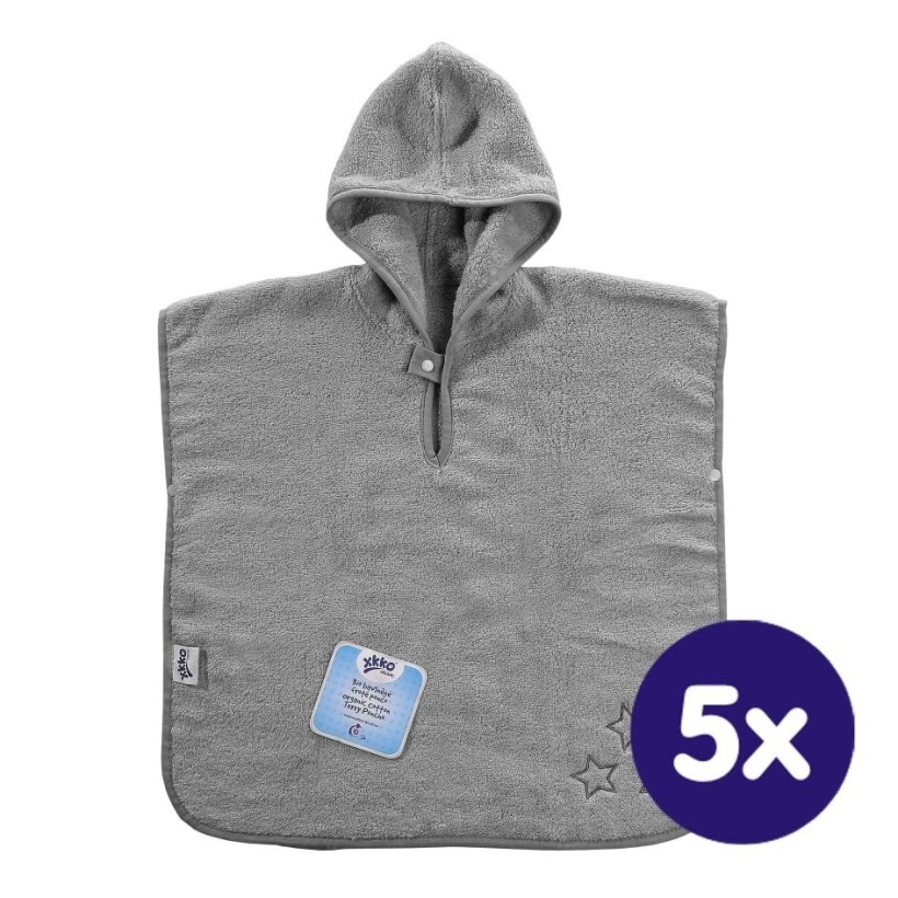 BIO Bavlnené pončo XKKO Organic - Silver Stars 5x1ks (VO bal.)