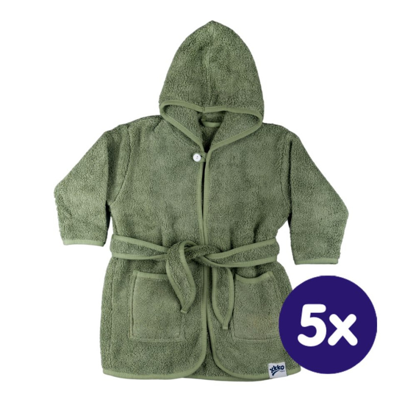 BIO Bavlnený župan XKKO Organic - Granite Green 12-24m 5x1ks (VO balenie)