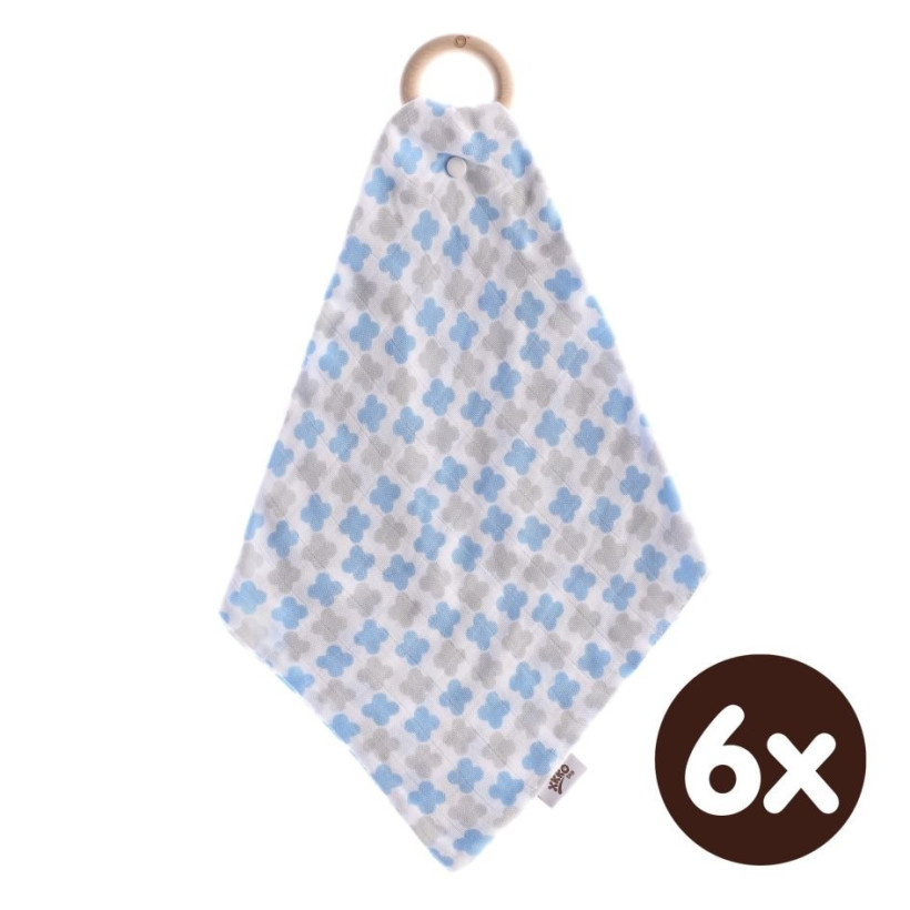 Hryzátko XKKO BMB s plienkou - Baby Blue Cross 6x1ks (VO balenie)
