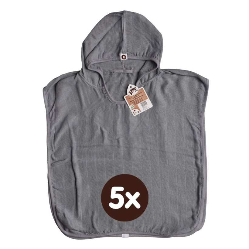 Bambusové pončo XKKO BMB - Silver 5x1ks (VO balenie)