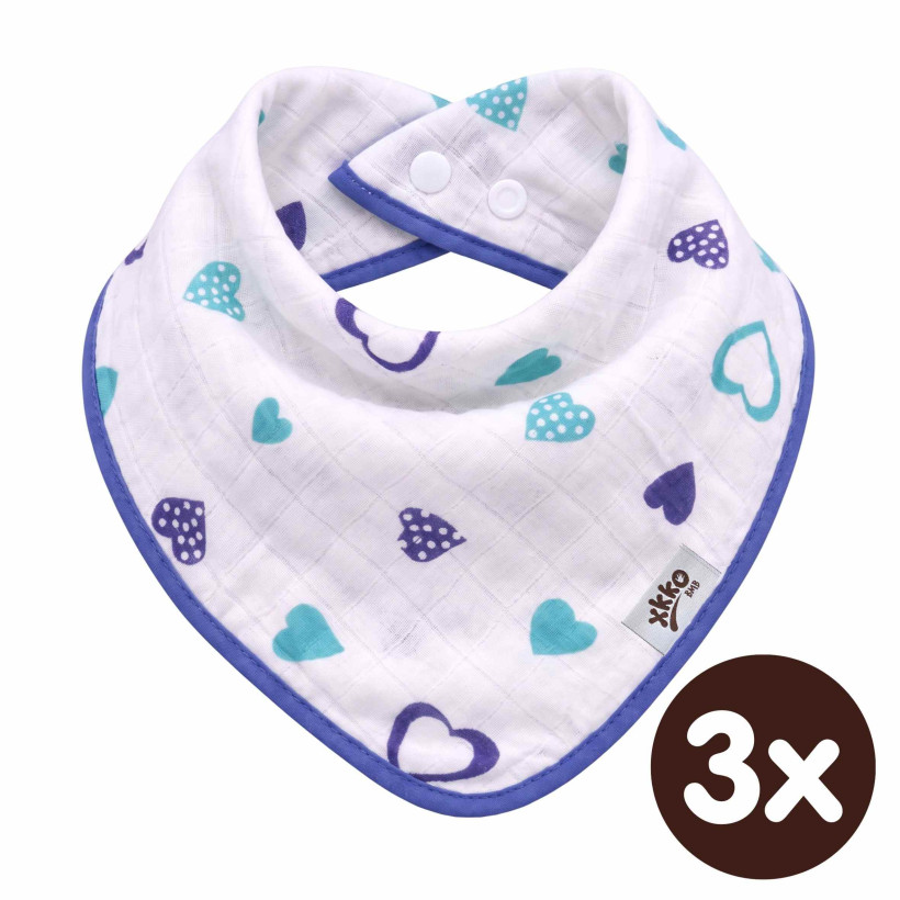 Bambusová šatka XKKO BMB - Ocean Blue Hearts 3x1ks VO bal.