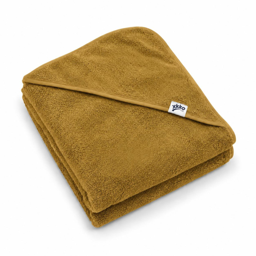 BIO Bavlnená froté osuška s kapucňou XKKO Organic 90x90 - Honey Mustard