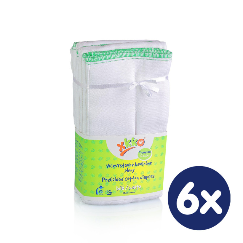 Viacvrstevné plienky XKKO Classic (4/8/4) - Premium Biele 6x6ks VO bal.