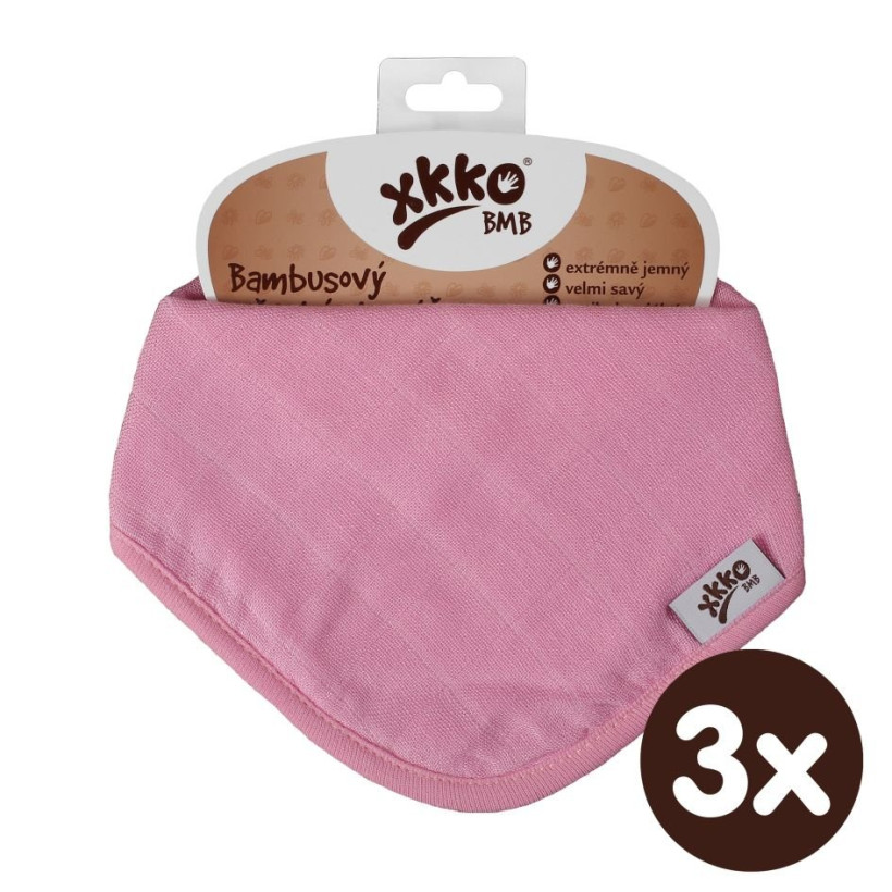 Bambusová šatka XKKO BMB - Baby Pink 3x1ks VO bal.