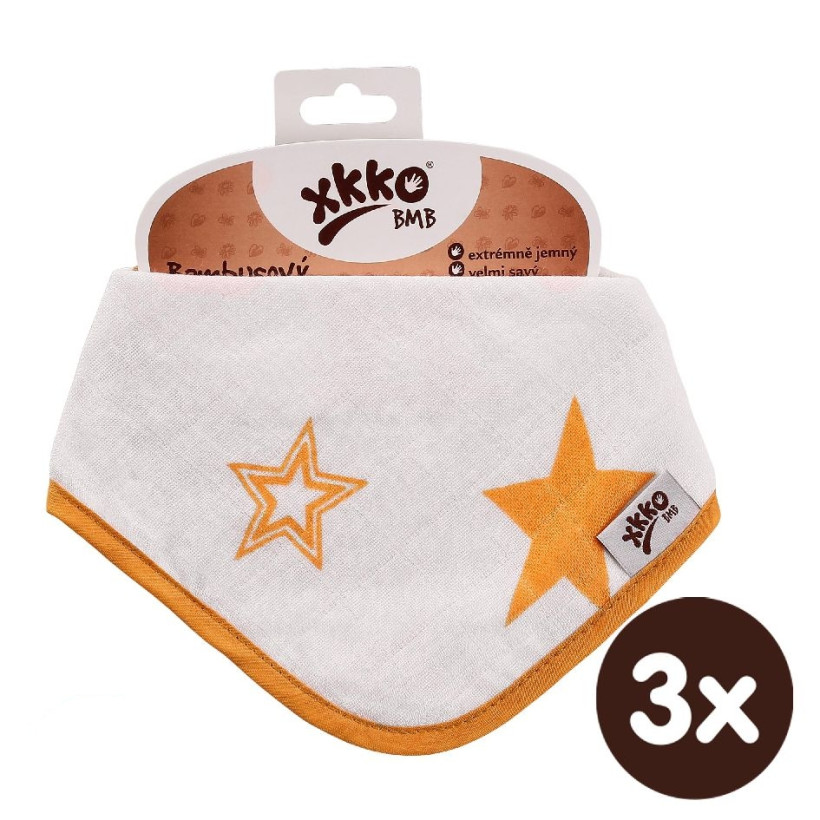 Bambusová šatka XKKO BMB - Orange Stars 3x1ks VO bal.