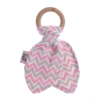 Hryzátko XKKO BMB Lístky - Chevron Baby Pink