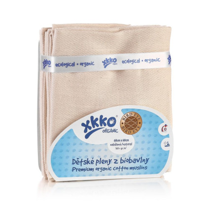 Plienky z biobavlny XKKO Organic 60x60 Bird Eye - Natural