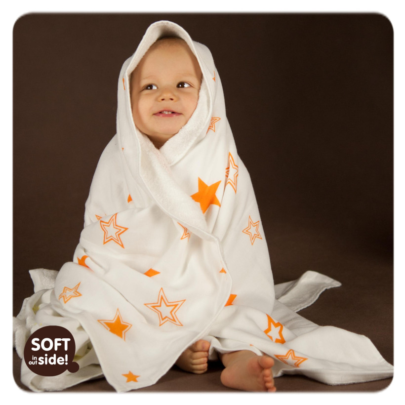 Bambusová deka XKKO BMB 130x70 - Orange Stars 5x1ks VO bal.