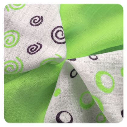 Bambusové obrúsky XKKO BMB 30x30 - Spirals&Bubbles Lime MIX