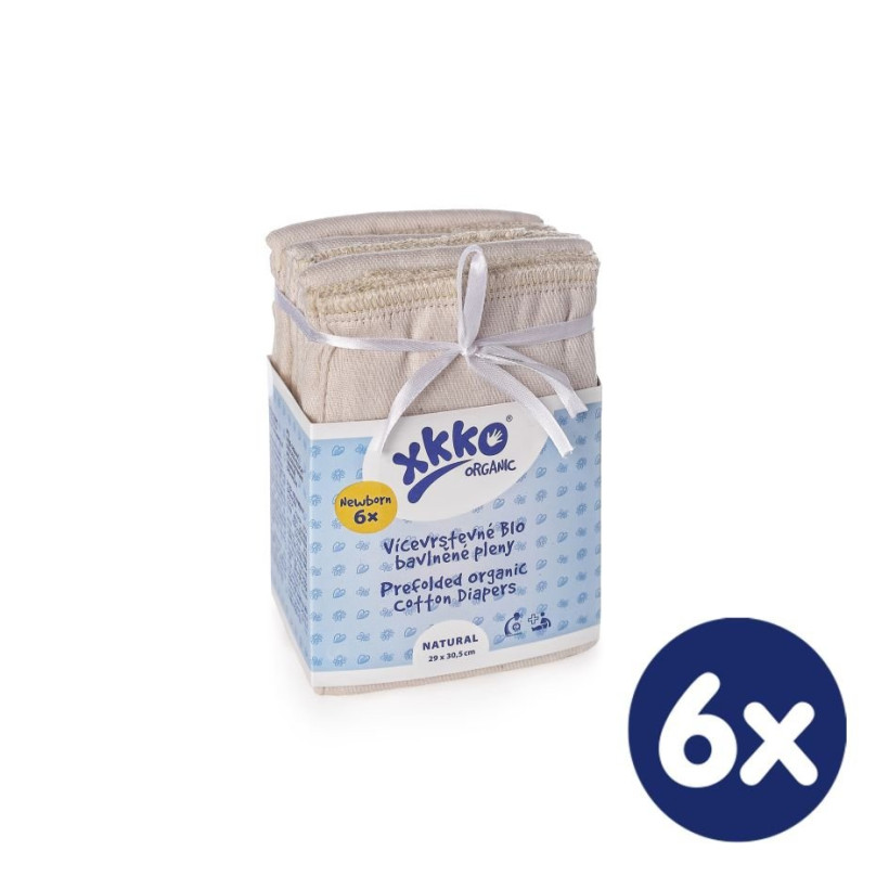 Viacvrstvé plienky XKKO Organic (4/8/4) -  Newborn Natural 6x6ks (VO bal.)