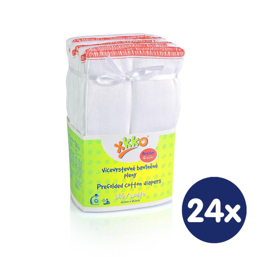 Viacvrstevné plienky XKKO Classic (4/8/4) - Regular Biele 24x6ks VO bal.
