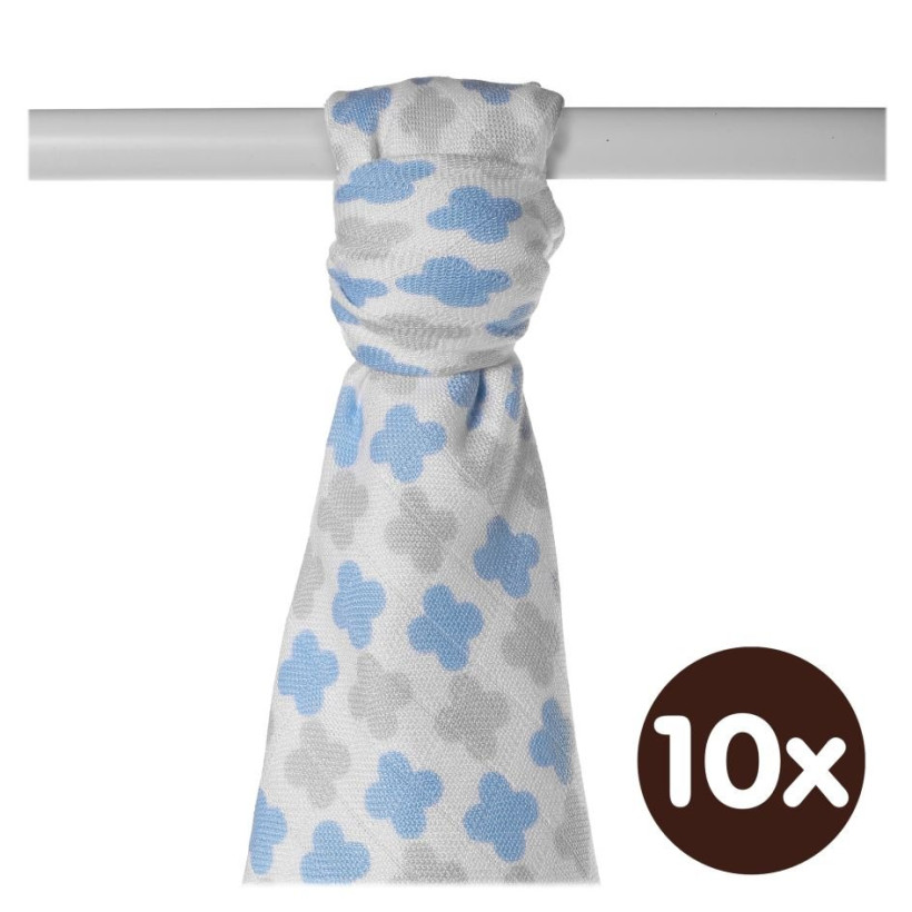 Bambusová osuška XKKO BMB 90x100 - Baby Blue Cross 10x1ks VO bal.