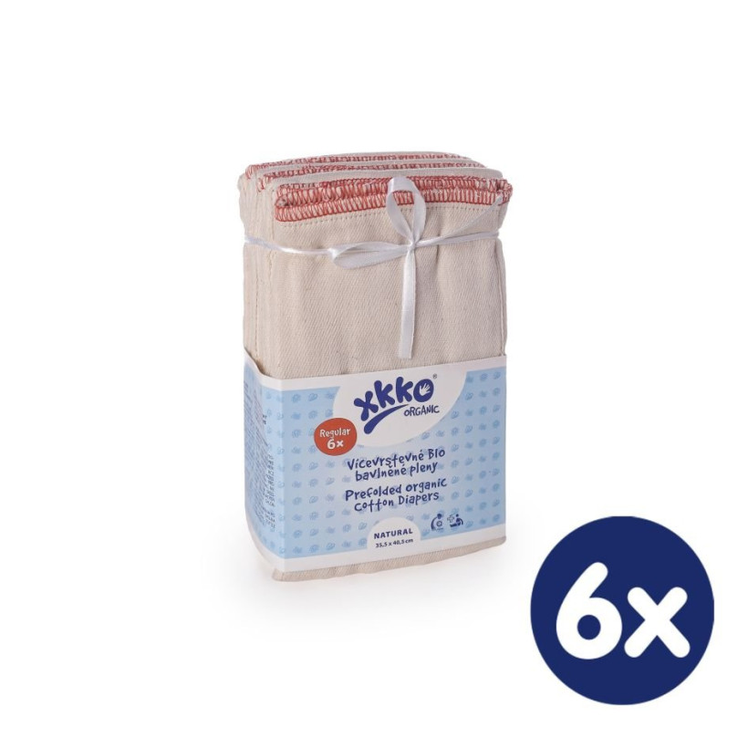 Viacvrstvé plienky XKKO Organic (4/8/4) - Regular Natural 6x6ks (VO bal.)
