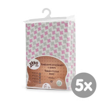 Bambusové posteľné prestieradlo XKKO BMB 120x60 - Baby Pink Cross 5x1ks (VO bal.)