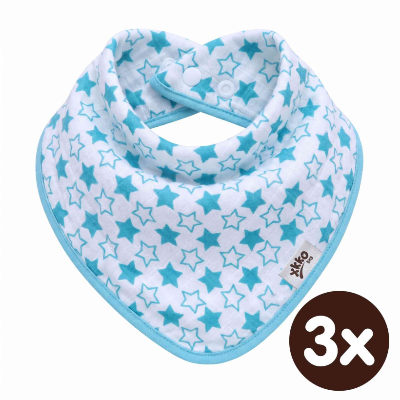 Bambusová šatka XKKO BMB - Little Stars Turquoise 3x1ks VO bal.