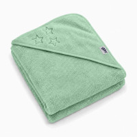 BIO Bavlnená froté osuška s kapucňou XKKO Organic 90x90 - Mint Stars 5x1ks (VO bal.)