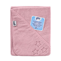 BIO Bavlnená froté osuška s kapucňou XKKO Organic 90x90 - Baby Pink Stars