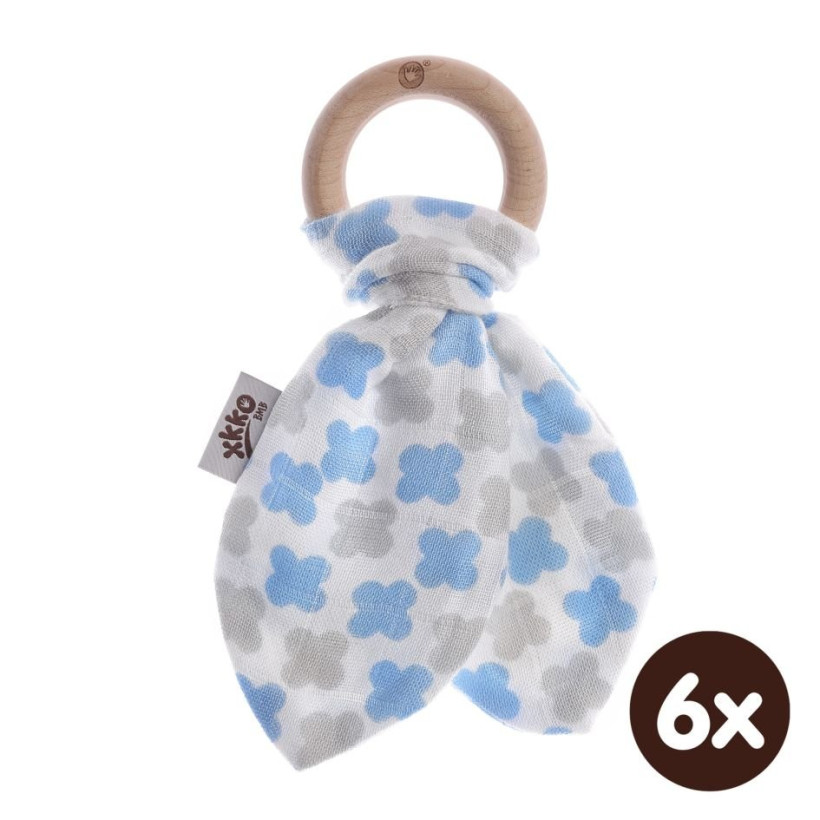 Hryzátko XKKO BMB Lístky - Baby Blue Cross 6x1ks (VO balenie)